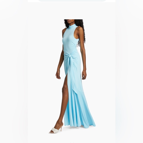 $595 Cinq à SeptRori High-Neck Knot-Waist Gown size 8